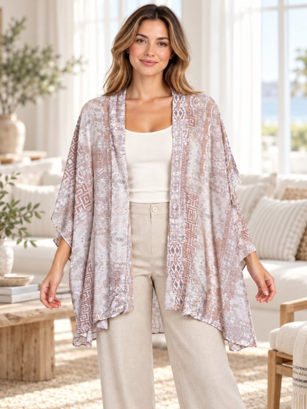 Victoria's Secret Pink Paisley Kimono Robe Womens OS Feminine Romantic Lounge